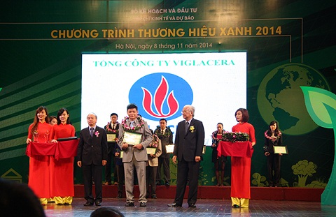 Viglacera nhận giải Thương hiệu xanh năm 2014