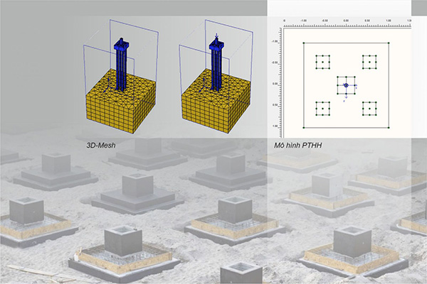 Nghiên cứu trạng thái ứng suất - biến dạng của móng cọc bê tông cốt thép bằng phần tử hữu hạn 3D 